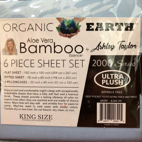 Bamboo Sheets 6 piece King/Cal Light Blue - Picture 3 of 4